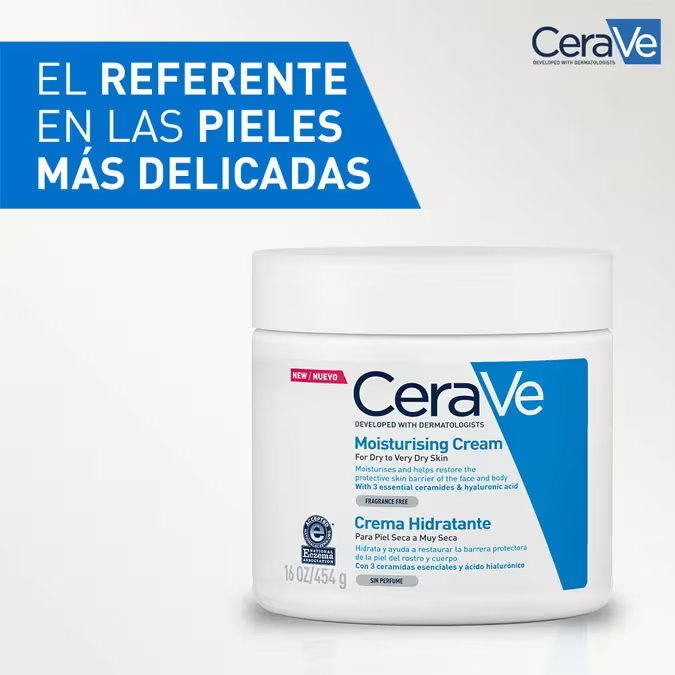 CeraVe Crema Hidratante para piel seca y muy seca, envase de 454 g